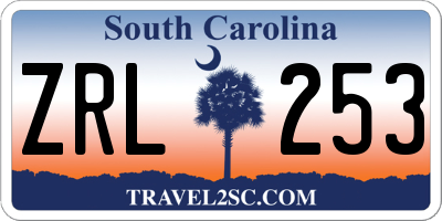 SC license plate ZRL253