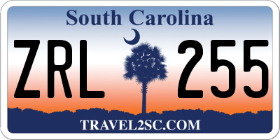 SC license plate ZRL255