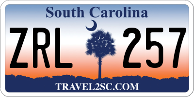 SC license plate ZRL257