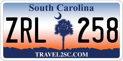SC license plate ZRL258