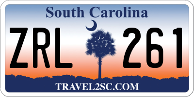 SC license plate ZRL261