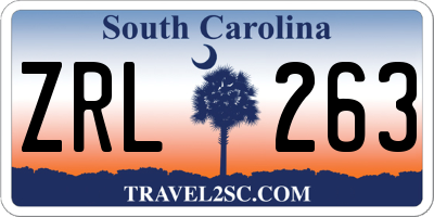 SC license plate ZRL263