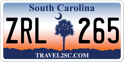 SC license plate ZRL265