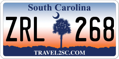 SC license plate ZRL268