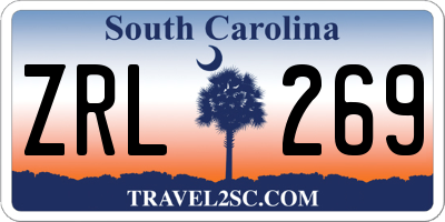 SC license plate ZRL269