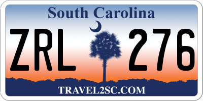 SC license plate ZRL276