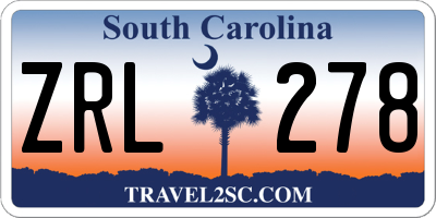 SC license plate ZRL278