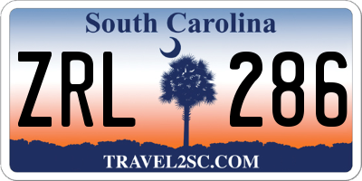 SC license plate ZRL286