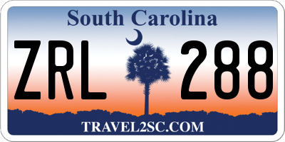 SC license plate ZRL288