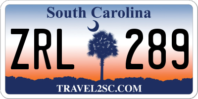SC license plate ZRL289