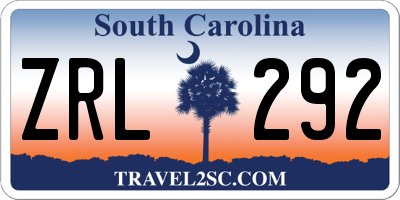 SC license plate ZRL292