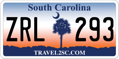 SC license plate ZRL293