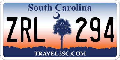 SC license plate ZRL294