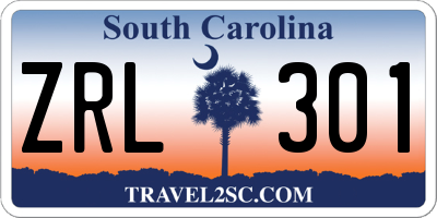 SC license plate ZRL301