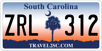 SC license plate ZRL312