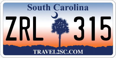 SC license plate ZRL315