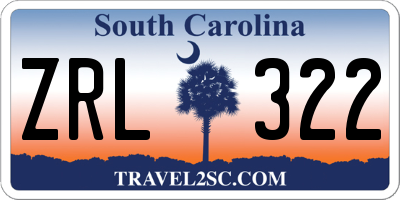 SC license plate ZRL322