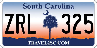 SC license plate ZRL325
