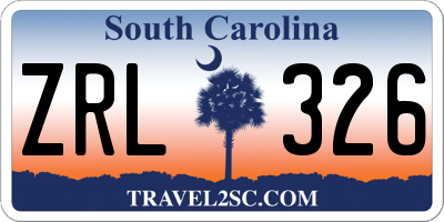 SC license plate ZRL326