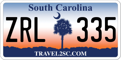 SC license plate ZRL335