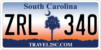 SC license plate ZRL340