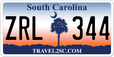 SC license plate ZRL344