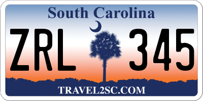 SC license plate ZRL345