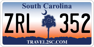 SC license plate ZRL352