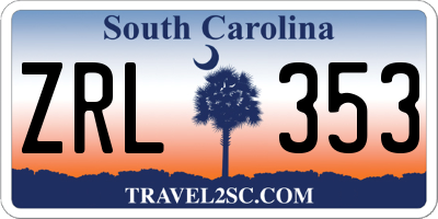 SC license plate ZRL353