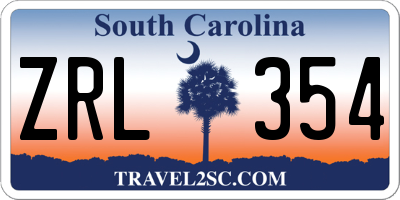 SC license plate ZRL354