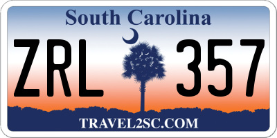 SC license plate ZRL357