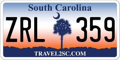 SC license plate ZRL359