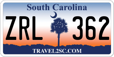 SC license plate ZRL362