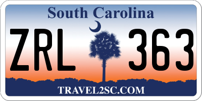SC license plate ZRL363