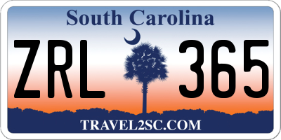 SC license plate ZRL365
