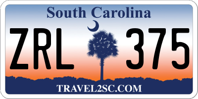 SC license plate ZRL375