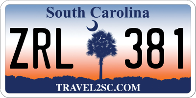 SC license plate ZRL381