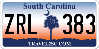 SC license plate ZRL383