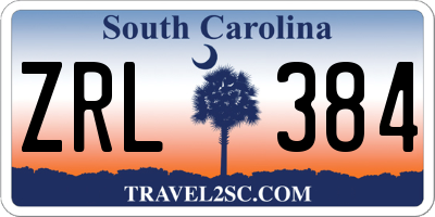 SC license plate ZRL384