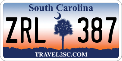 SC license plate ZRL387