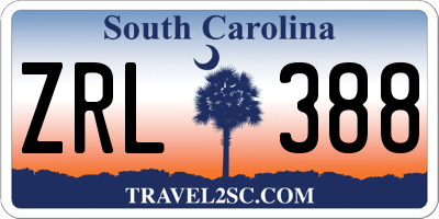 SC license plate ZRL388