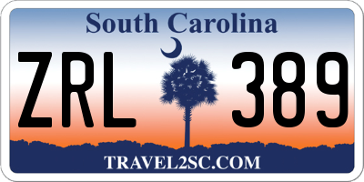 SC license plate ZRL389