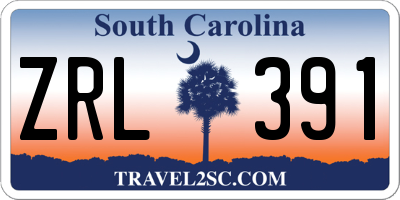 SC license plate ZRL391