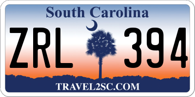 SC license plate ZRL394