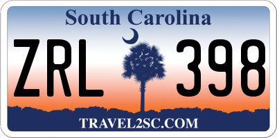 SC license plate ZRL398