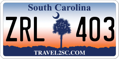 SC license plate ZRL403
