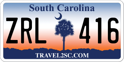 SC license plate ZRL416
