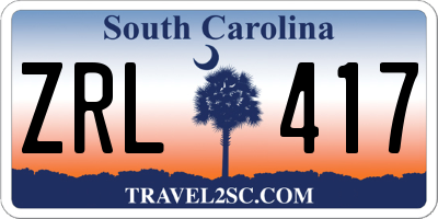SC license plate ZRL417