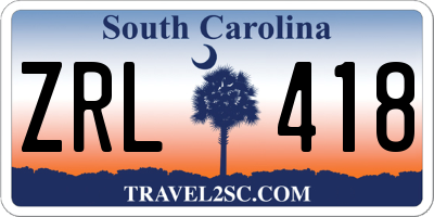 SC license plate ZRL418