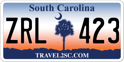 SC license plate ZRL423